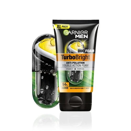 Garnier Men Turbo Bright Anti-Pollution Double Action Face Wash 150g